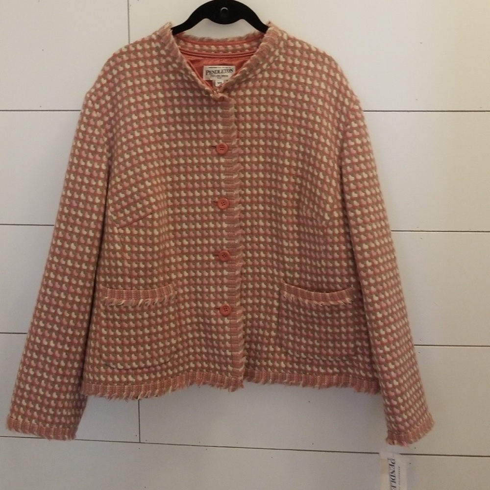 Ladies Pendleton Pink Mauve Print Jacket Size 18